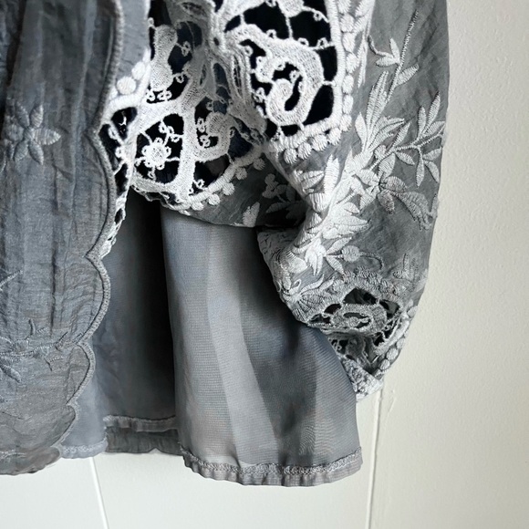 Sundance Silk Blend Grey Ombré Tunic Short Sleeve Blouse Office Party Sz XS - Picture 6 of 11